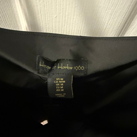 NWT House of Harlow 1960 Black braided strap satin slip dress M (minor flaw) - Picture 8 of 12